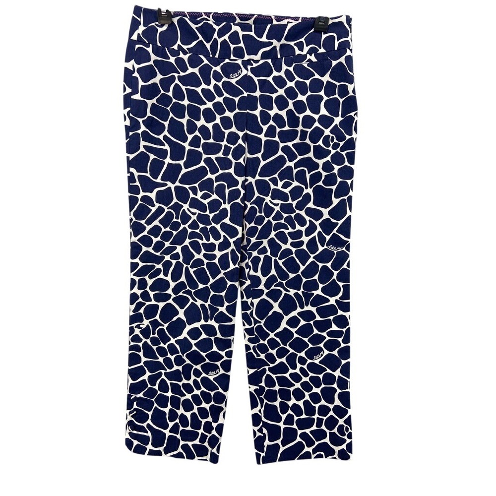 Lilly Pulitzer Pants Womens Sz 2 Palm Beach Fit Crop Blue Giraffe Animal Print